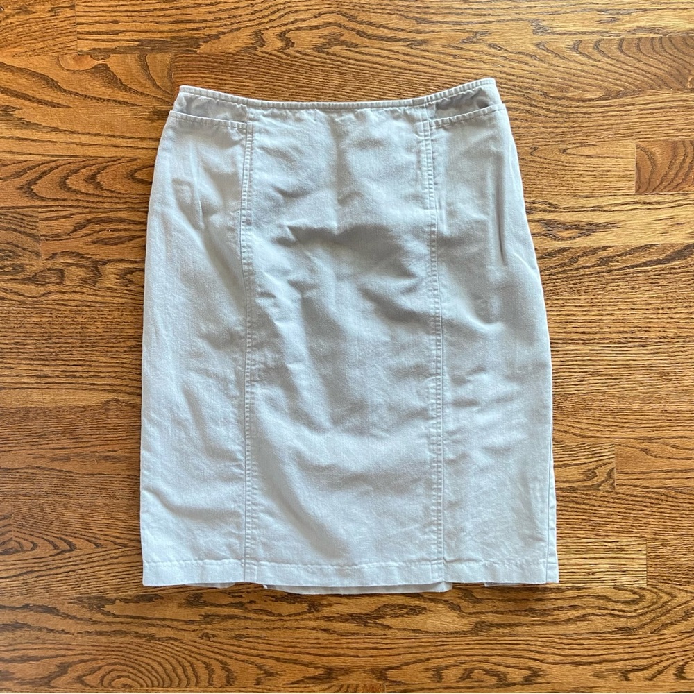 Bernadette Conte Linen Blend MIDI Skirt Grey Size 8 Pockets